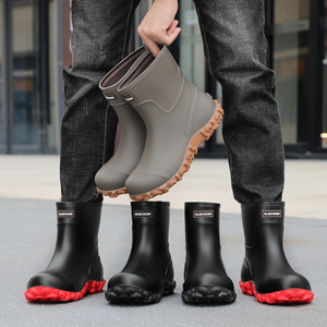 <span class=keywords><strong>GUZU</strong></span> Herren Pro Rider Low-Top Motorradstiefel Schwarz-Rot Kontrast Rutschfeste Graue Gewebte PVC-Sohle Winddicht Kordelzug Wasserdicht - Product Image 3