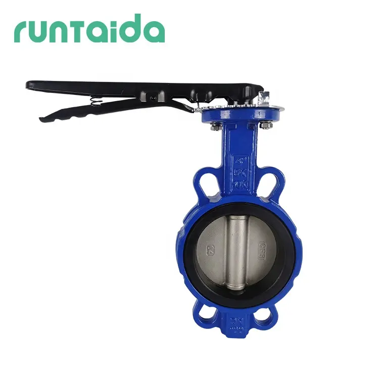 soft sealing ductile iron DI manual wafer type butterfly valve