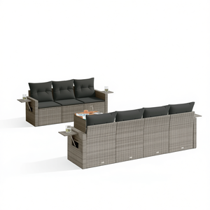 Modular Gray PE Rattan Garden <b>Sofa</b> <b>Set</b> Outdoor Furniture Collection Contemporary Design High Density Foam Cushions - Product Image 1