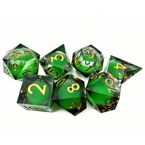 Black Transparent Shell Green Floating Liquid Core Sharp Edge Resin Polyhedral <b>Dice</b> 7PCS Full <b>Set</b> For D&D Role Playing Games - Product Image 5