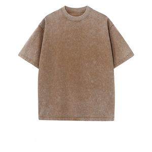 T-shirt à manches courtes ample en coton lourd, style streetwear vintage, lavage à l'acide, imprimé personnalisé TKAN251, taille plus - Product Image 1