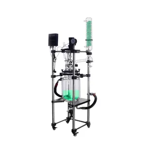 Reactor cilíndrico de vidrio con camisa 50 l 100L 150L 200L recipiente químico gran oferta