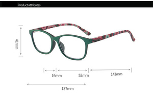 Lunettes de lecture pour femmes, monture fine verte, vente en gros, lunettes carrées, <span class=keywords><strong>correction</strong></span> de la presbytie +350 - Product Image 5