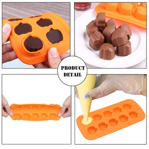 <span class=keywords><strong>Moule</strong></span> en silicone à 10 cavités en forme de crâne pour chocolat, qualité alimentaire, pour gâteaux d'Halloween (fantômes, chauves-souris), vente en gros directe usine - Product Image 2