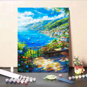 Peinture à l'acrylique sur toile à faire soi-même avec cadre, paysage de jardin peint à la main en gros - Product Image 5