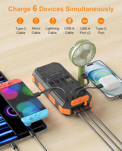 Banco de Energía Solar de 30000mAh con Cables Integrados, Paneles Solares Plegables, Linterna LED y Brújula para Aventuras al Aire Libre - Product Image 6