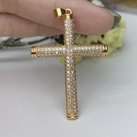 Pendentifs en forme de croix en zircon plaqué or de haute qualité en gros pour la fabrication de bijoux, accessoires pour colliers et boucles d'oreilles DIY