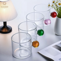 Tasse à thé en verre de 100 ml avec poignée boule, en verre borosilicate haute résistance, mini tasse à lait, mug à café résistant à la chaleur
