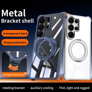 Nueva Carcasa Metálica Transparente para Teléfono con Panel Trasero de PC para Samsung S26 S25 Ultra con 360 °   Funda Magnética Antigolpes sin Marco con Soporte de Anillo - Product Image 2