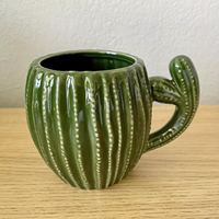 Mug en porcelaine verte 3D gaufrée créative en forme de cactus, non toxique, personnalisable pour le café, le petit-déjeuner et les cadeaux d'affaires