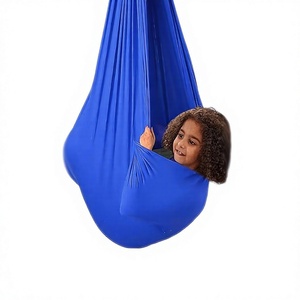 Aokitec Balançoire sensorielle pour enfants autistes, TDAH, <span class=keywords><strong>Asperger</strong></span> - Balançoire aérienne réglable pour intérieur, capacité de 300 lb, matériau en polyamide (bleu) - Product Image 2