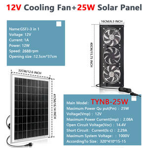 Kit de ventilador de panel solar CC sin escobillas de alta velocidad 3 en 1 de 25W, ventilación bidireccional para cobertizo de Granero ático, refrigeración RV, OEM ODM - Product Image 3