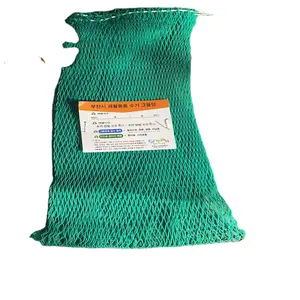 Sacchetto di plastica annodato in HDPE verde fabbrica borsa della spazzatura in rete leno per la corea