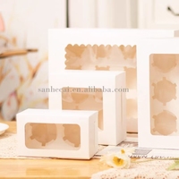 Boîtes à pâtisserie carrées personnalisées en papier kraft avec vernis, jetables, pour mini-gâteaux et cupcakes