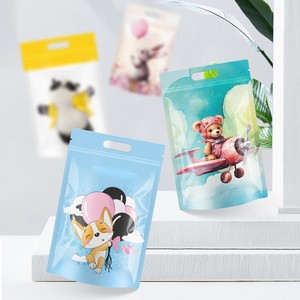 Nouveau sac imprimable en usine, autoportant et refermable à fermeture éclair, pour biscuits à motifs de dessins animés, dim sum croustillants flocon de neige, et snacks nougat - Product Image 1