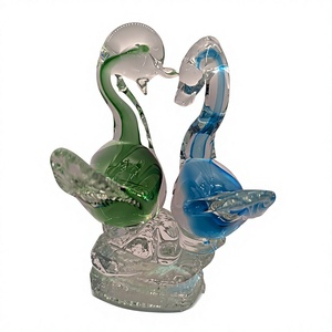 Indian Handmade Artistic Home Office Desk Multi Color Parrot Glass Figurines Halloween Thanksgiving Graduation Feng Shui Cross - Product Image 1