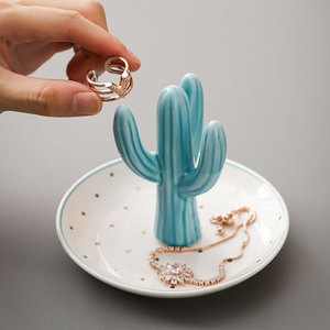 Sáng Tạo xuyên biên giới gốm Aloe xương rồng Vòng tấm thân thiện với môi hiển thị đứng men Bông tai sứ đồ trang sức tấm - Product Image 3