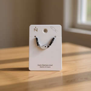 Bracelet perlé Tai Chi en acier inoxydable Yin Yang, bijoux unisexes tendance - Product Image 2