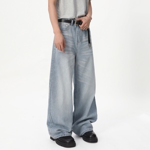<span class=keywords><strong>Jeans</strong></span> da <span class=keywords><strong>Uomo</strong></span> Personalizzati in Denim Vintage Lavato, Oversize, in Cotone, a Gamba Larga e Dritta, Stile <span class=keywords><strong>Baggy</strong></span> - Product Image 5