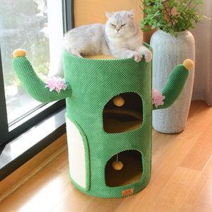 Tour à gratter pour chat en forme de cactus, avec plateau en sisal, meuble d'escalade multi-niveaux pour animaux de compagnie, OEM/ODM - Product Image 2