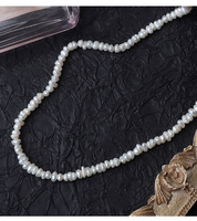 Collier de perles plates irrégulières d'eau douce naturelles blanches de 3-4 mm, chaîne de clavicule polyvalente avec fermoir en argent sterling 925, sans noyau