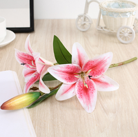 2026 Bunga Lily Buatan 2 Tangkai Baru 41cm Bunga Lily Pink Putih untuk Dekorasi Rumah dan Pernikahan