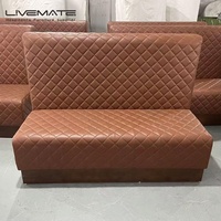 Ensemble de meubles de restaurant modernes en bois massif, résistants au feu, avec banquette en cuir orange, pour cafétéria, pizzeria, café