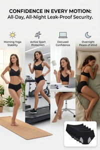 Culotte menstruelle Hygieia à absorption élevée (40-60 ml), taille basse, 4 <span class=keywords><strong>couches</strong></span>, anti-fuite, pour flux abondant, pour femmes - Product Image 3