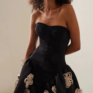black dress with polka dots Exquisite One Shoulder Short Party Dresses Black Cocktail Dresses with Lace