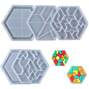 DIY كريستال الايبوكسي العفن مسدس Tangram لغز منزل الديكور مجوهرات قالب من السيليكون - Product Image 1
