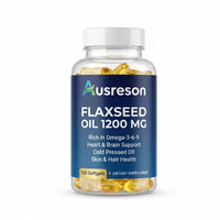 Ausreson OEM Minyak Biji Rami Softgel 500mg Cold Pressed Suplemen Otak Kulit & Rambut Omega-3-6-9 Kapsul Softgel Minyak Biji Rami