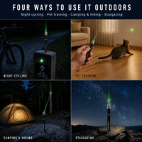 Pointeur laser vert 532nm 5mW rechargeable par USB pour le cyclisme en extérieur et l'entraînement des animaux de compagnie, en aluminium, mise au point réglable