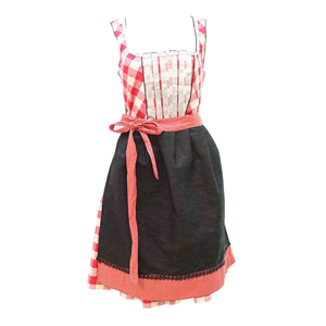 Vestido Tradicional Dirndl al por Mayor para Mujer, Rojo a Cuadros, con Delantal, Corsé Ajustado, Largo Midi, Estilo Vintage para Festivales, Mezcla de Algodón, Manga Casquillo - Product Image 3