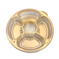 Plateaux ronds jetables en plastique à 5 compartiments, plateaux à fruits transparents pour fruits frais coupés, plateau de livraison avec couvercle