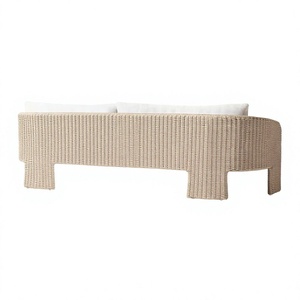 Sofá de exterior de mimbre grueso y resistente a la intemperie, estilo primitivo, para jardín, terraza, isla, resort o villa. - Product Image 4