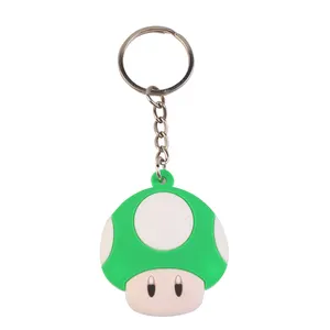 Wholesale 2023 New pattern PVC rubber key chains DIY promotional gift keychains cartoon Super Mario stage property key ring