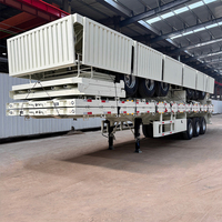 Semi-remorque porte-conteneurs latérale 20, 30, 40 pieds, 12,5 m, 3 essieux, suspension pneumatique, essieux robustes avec levage du 1er essieu, 12 verrous à torsion