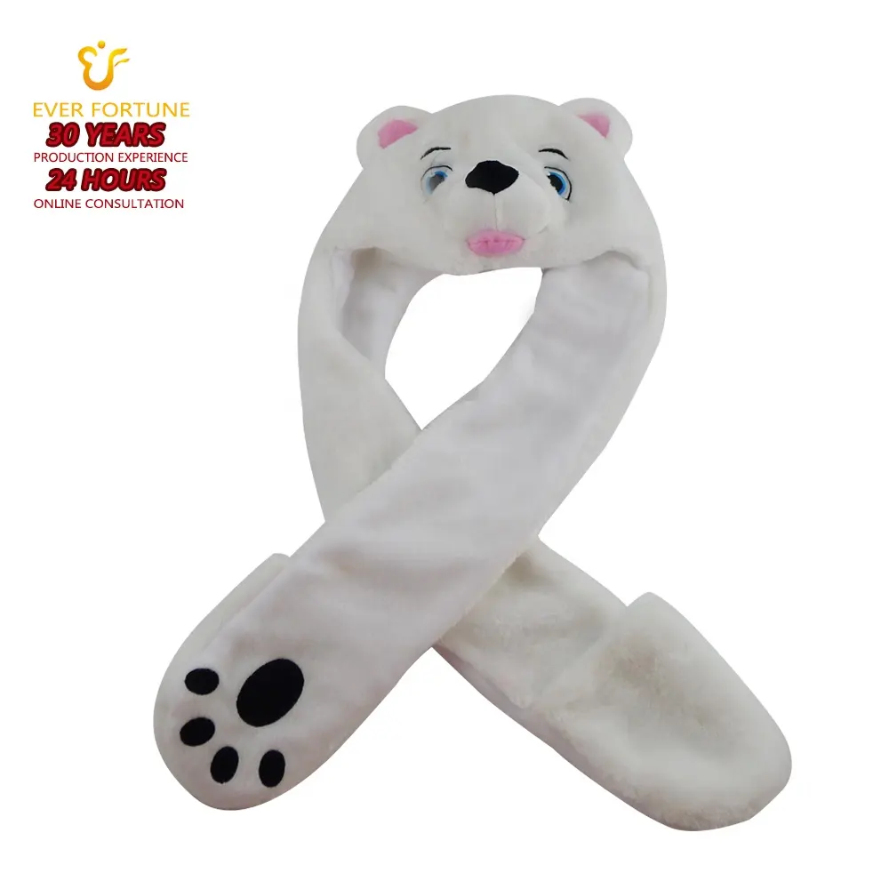 Chapeau d'hiver en peluche pour enfants et adultes, casquette avec tête d'animal, ours blanc, couvre-oreille, jouet mignon amusant, pour fête, Festival, doux, pour les vacances