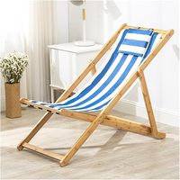 Chaise longue de jardin en bambou pliable moderne avec dossier réglable pour la piscine, la plage et le terrasse