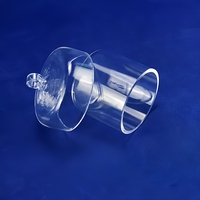 HaiChuan JGS2 Frasco de fondo de 3 cuellos de sílice fundida SiO2 de alta pureza transparente, 400 mesh (38m), para uso en laboratorio de semiconductores, tolerante a ácidos