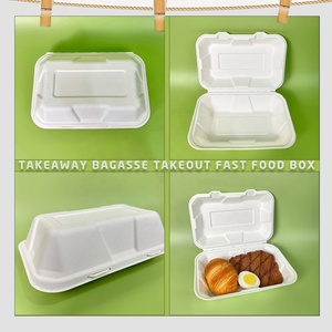 Túi Mang Đi Dùng Một Lần Thân Thiện Với Môi Trường Hộp Thức Ăn Nhanh Mang Đi Túi Mía 9*6 Phân Hủy Sinh Học Hộp Cơm Bento - Product Image 3