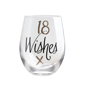 customized high quality clear gold modern design wedding stemless wine glasses cup custom logo wholesale