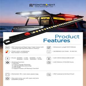 Tira de Luz LED para <span class=keywords><strong>Camping</strong></span>, Regulable, de Aluminio Negro, con LED Blanco, IP67, con Soporte de Montaje, 1300lm, para Autocaravanas y Todoterreno - Product Image 3