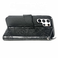 Étui portefeuille pour Samsung S26 Ultra S25 S24 en cuir PU gaufré papillon avec support, fentes pour cartes et dragonne, coque folio à rabat