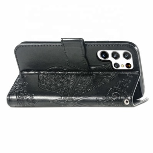 Custodia a Libro per <span class=keywords><strong>Samsung</strong></span> S26 Ultra S25 S24 in Pelle PU Goffrata a Farfalla con Funzione Stand, Scomparti Porta Carte e Cinturino da Polso - Product Image 3