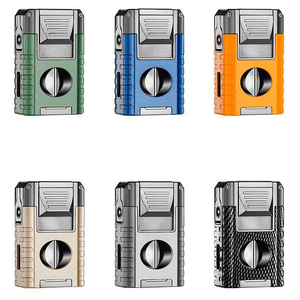 Encendedor de cigarros de metal multifunción portátil con punzón de corte en V y aguja para cigarros Diseño plegable Características DE SEGURIDAD Herramientas para fumar - Product Image 2