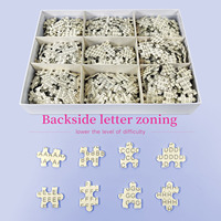 Puzzle en bois personnalisé de 1000 pièces, zones de lettres au dos, rapport de mastication élevé, ajustement parfait, finition transparente, affiche 1:1, carton rigide, robuste