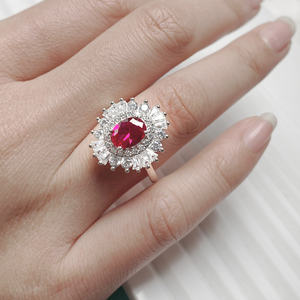 Chất Lượng Cao Hình Bầu Dục Cắt Phòng Thí Nghiệm Grown <span class=keywords><strong>Ruby</strong></span> Sapphire 925 Sterling Silver Casual Nhẫn Dành Cho Phụ Nữ - Product Image 5