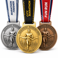 Médaille de finisseur personnalisée pour course de marathon 5K 10K, récompense sportive de course à pied, design 3D en alliage de zinc moulé sous pression, faible MOQ avec ruban 2026