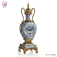 Horloge de table en laiton de haute qualité de style européen ornement en porcelaine bleu et blanc peint à la main décoration de la maison accessoires de maison